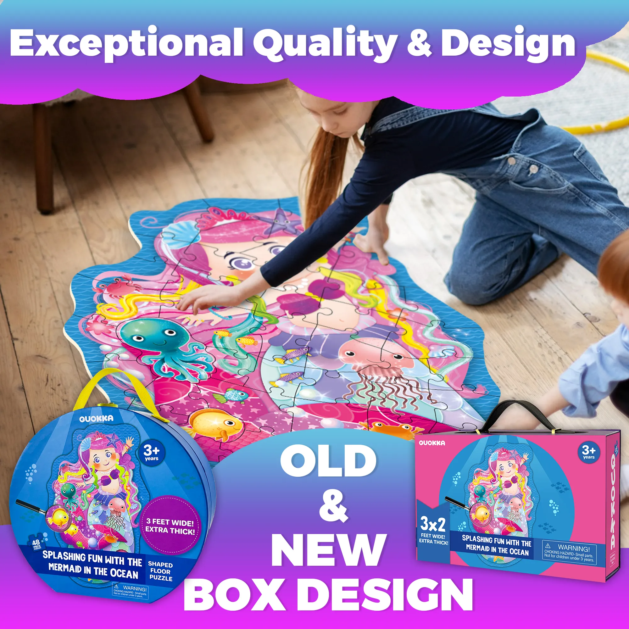 2x3 FT Shaped Giant Puzzles for Kids Ages 3-6 | Mermaid