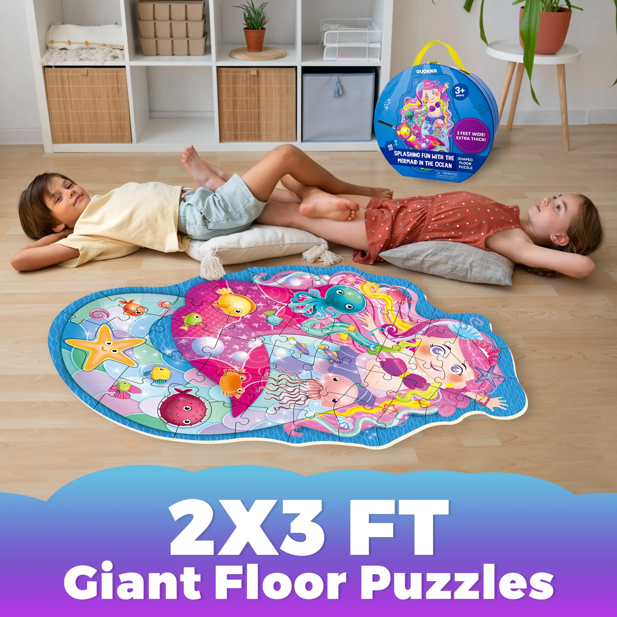 2x3 FT Shaped Giant Puzzles for Kids Ages 3-6 | Mermaid