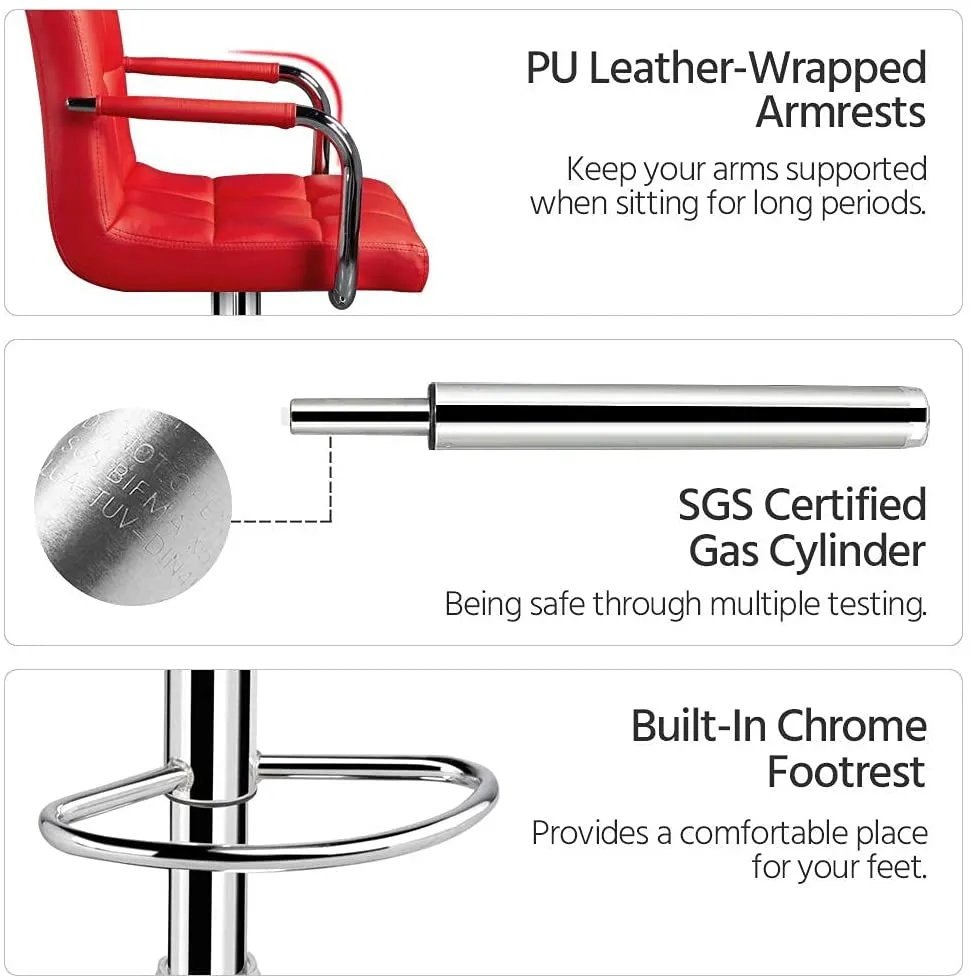 4pcs Adjustable CounterLeather Modern Design Swivel