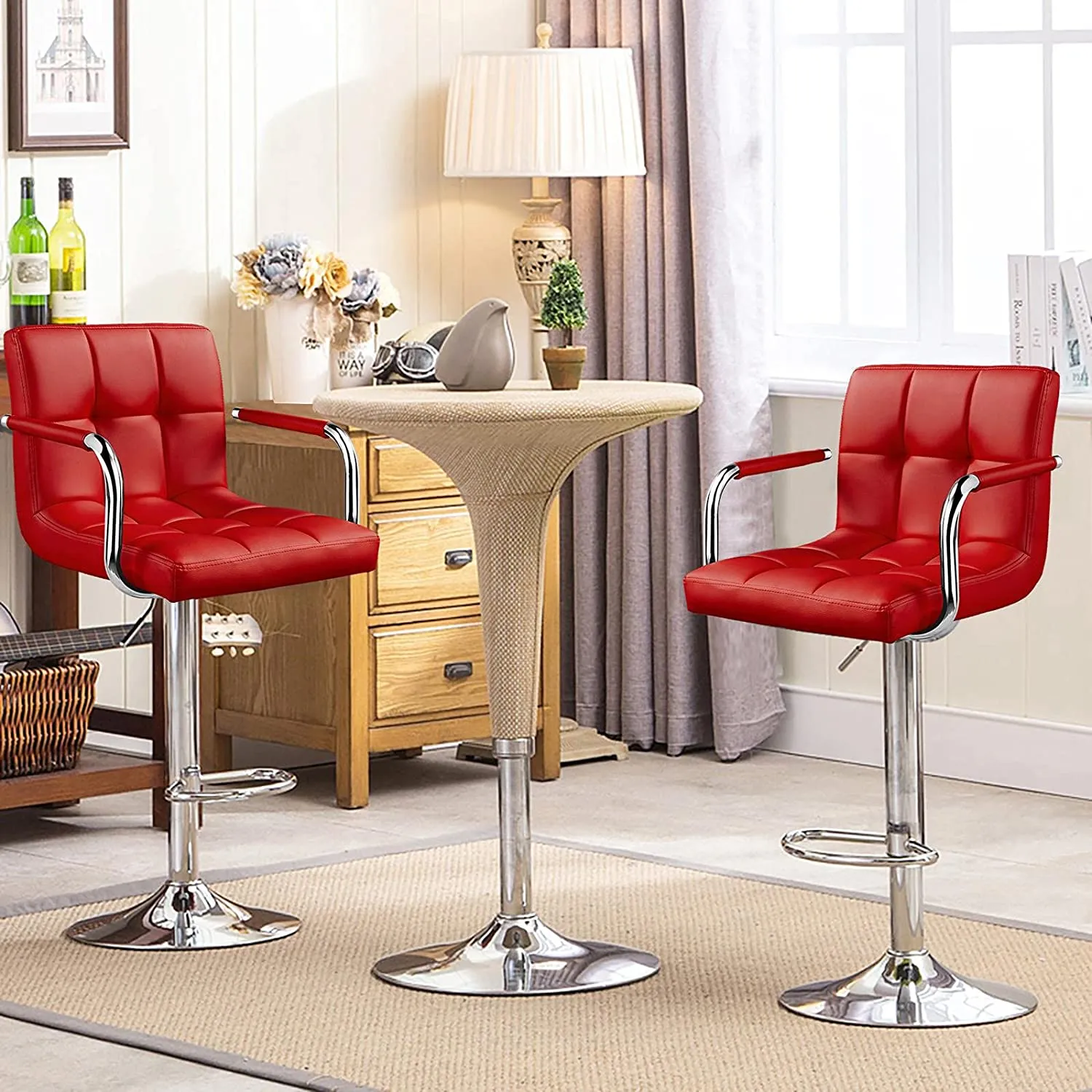 4pcs Adjustable CounterLeather Modern Design Swivel