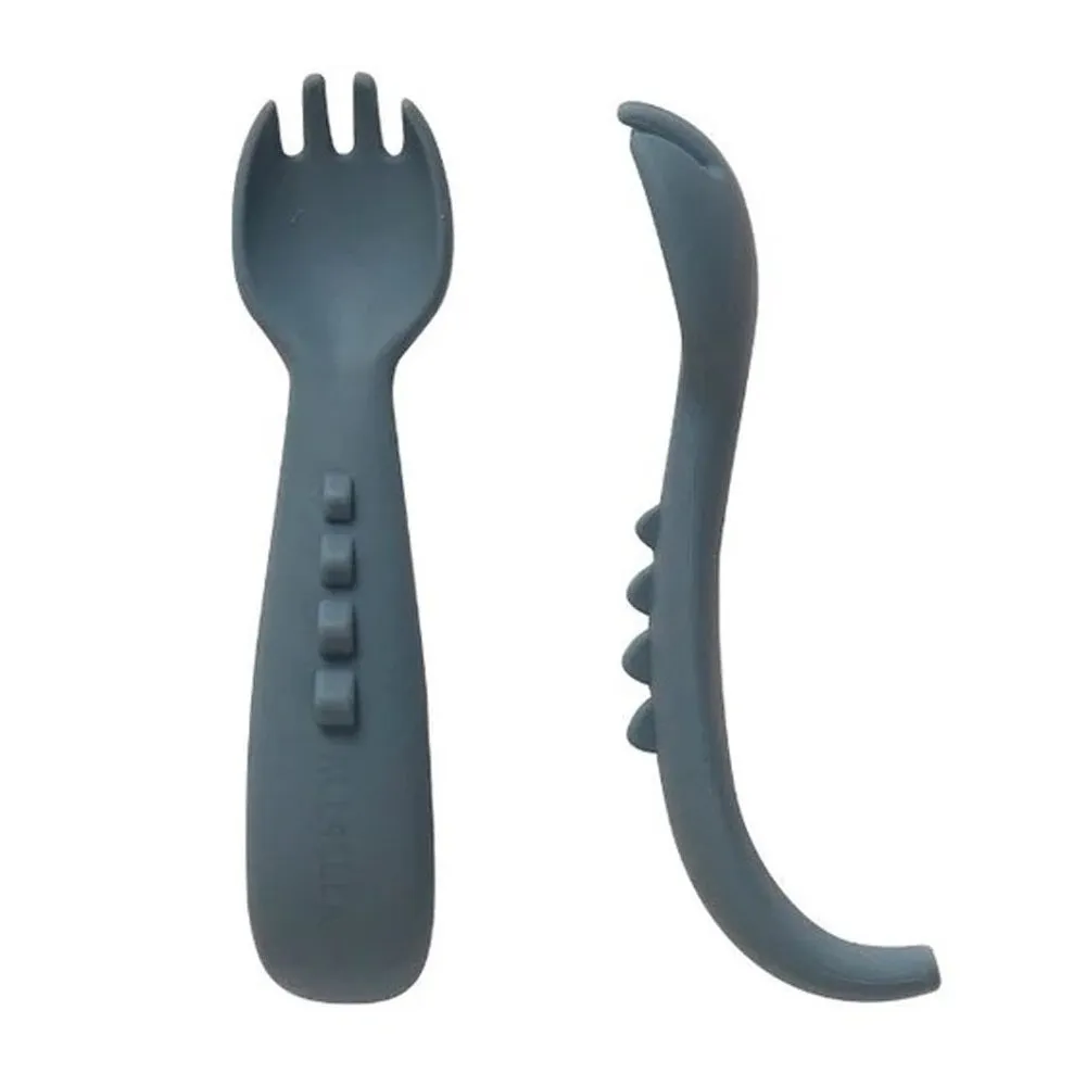 All4Ella Curved Silicone Forks 2pk Slate Blue