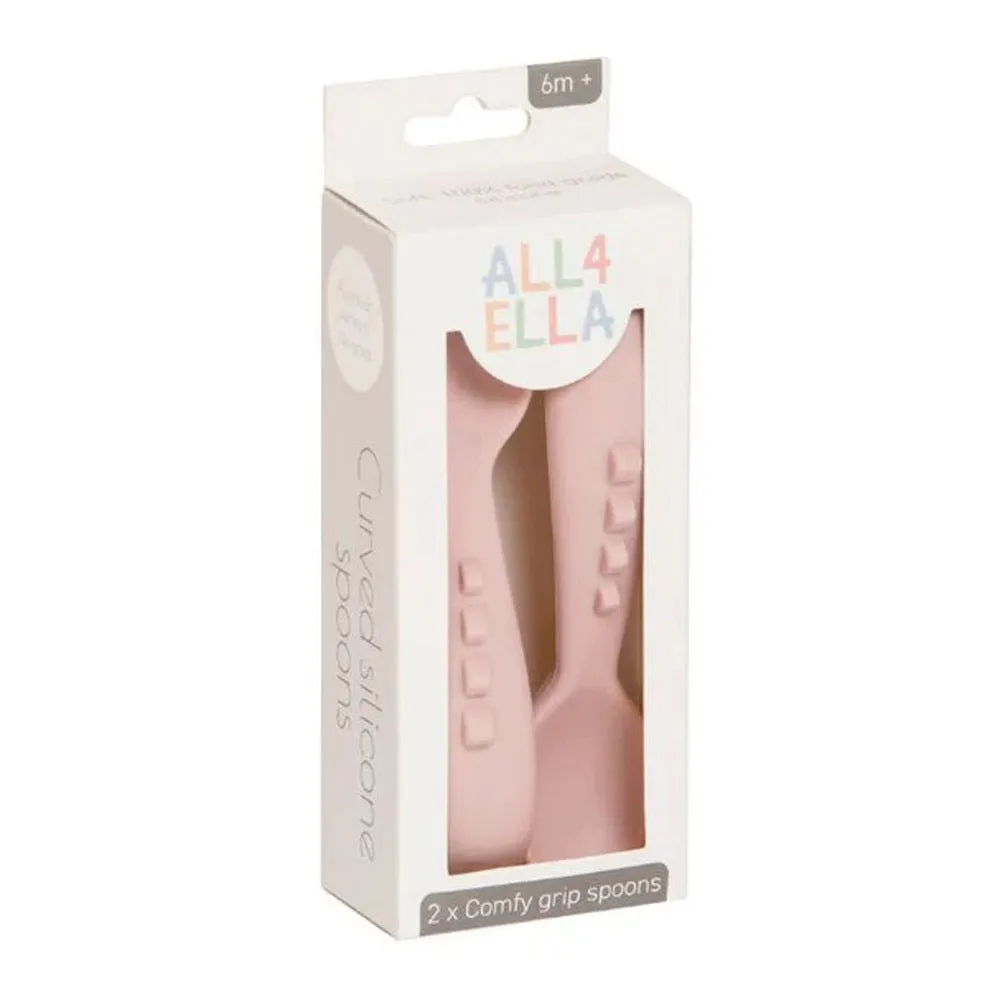 All4Ella Curved Silicone Spoons 2pk Dusty Pink