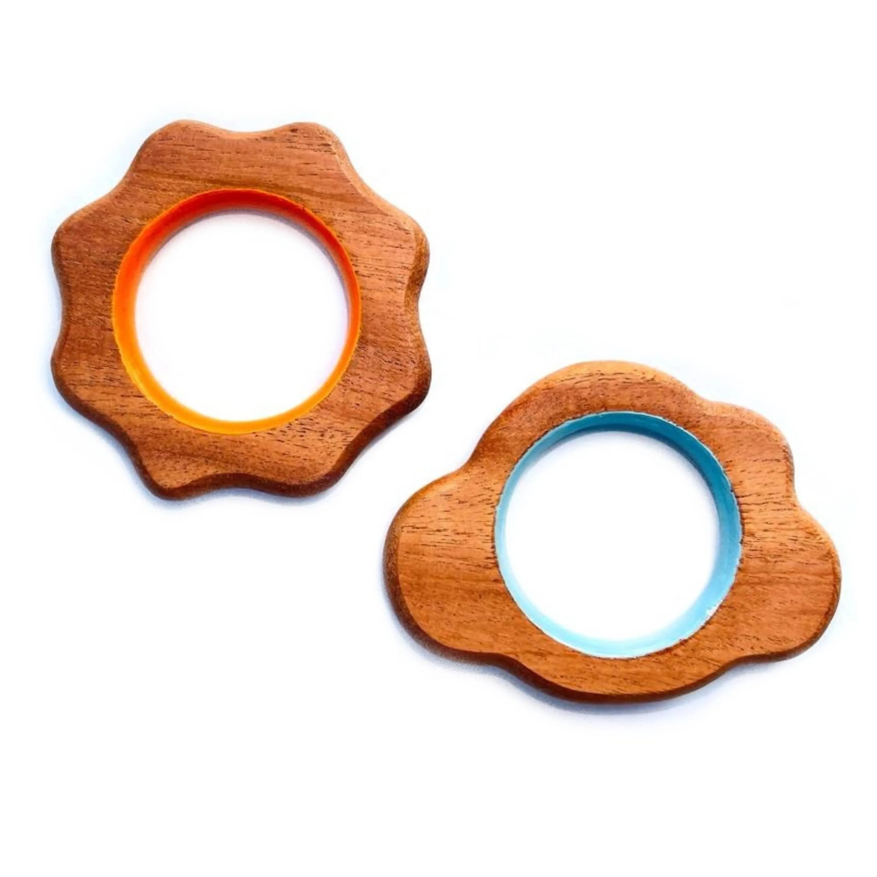 Babycov Cute Cloud and Sun Natural Neem Wood Teethers for Babies | Natural and Safe | Goodness of Organic Neem Wood | Both Chewing and Grasping Toy | Set of 2 (Age 4  Months)