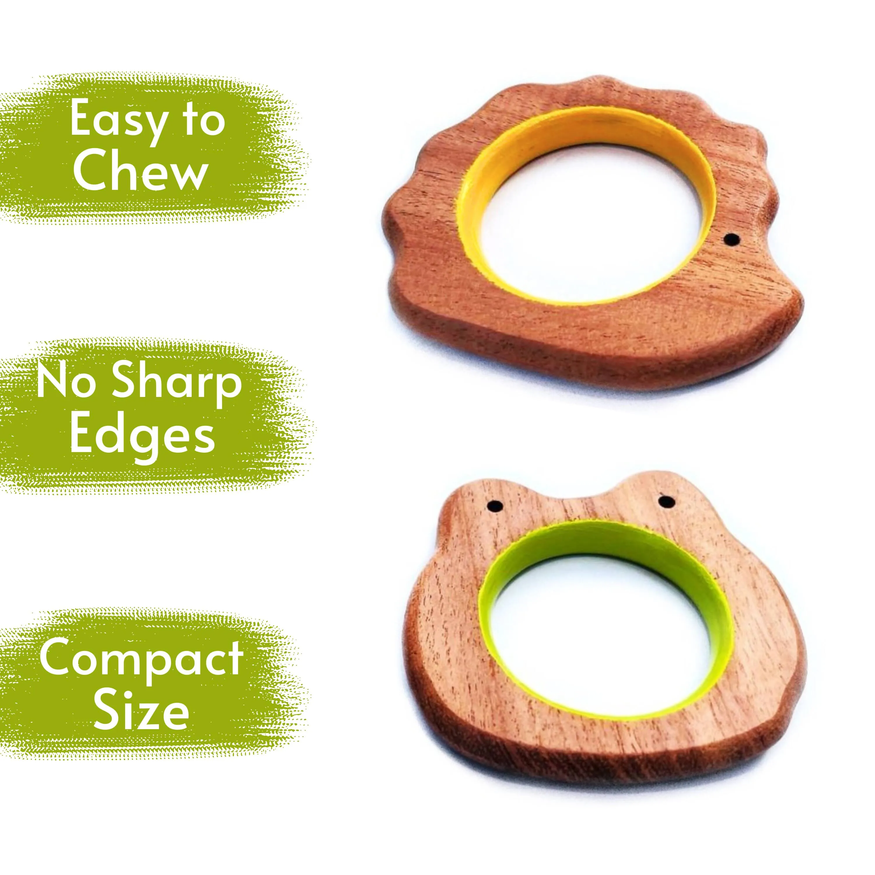 Babycov CuteFrog and Porcupine Natural Neem Wood Teethers for Babies | Natural and Safe | Goodness of Organic Neem Wood | Both Chewing and Grasping Toy | Set of 2 (Age 4  Months)