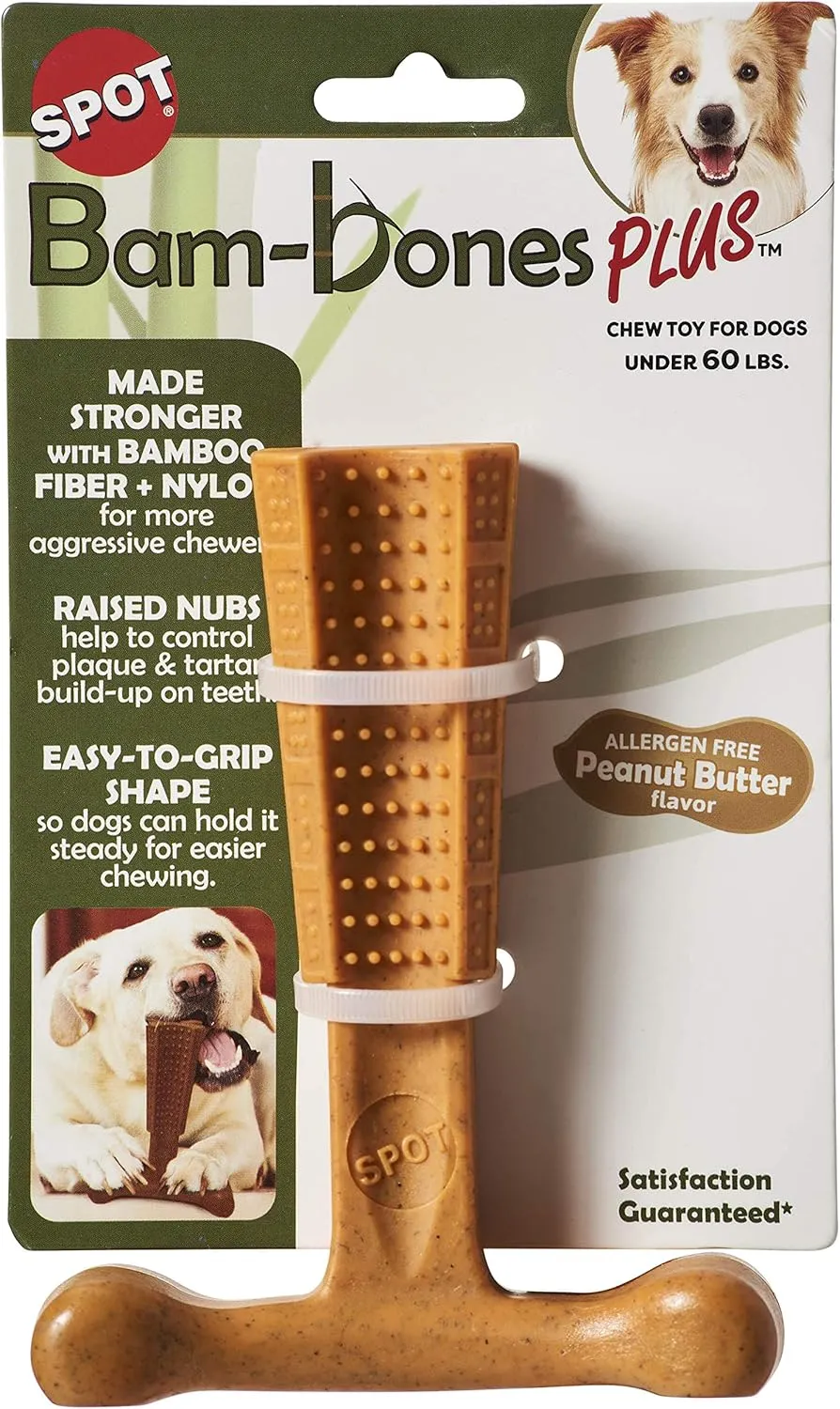 Ethical Pet Bam-Bones Plus Peanut Butter Tough Chew Dog Toy