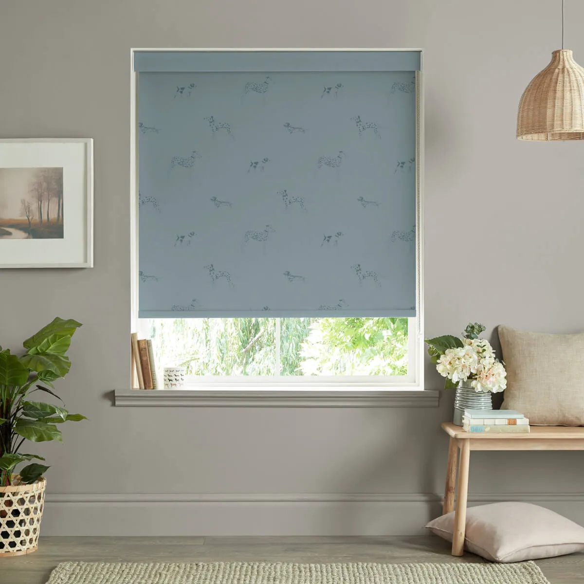 Fetch Teal Roller Blind Sample