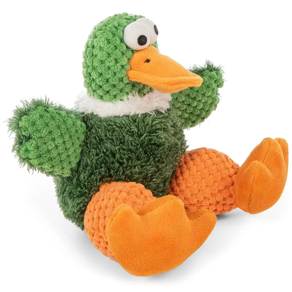 GoDog Checkers Sitting Duck Squeaky Plush Dog Toy, Large