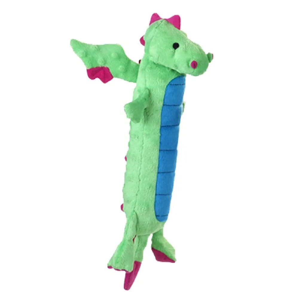 GoDog Green Skinny Dragon Plush Dog Toy