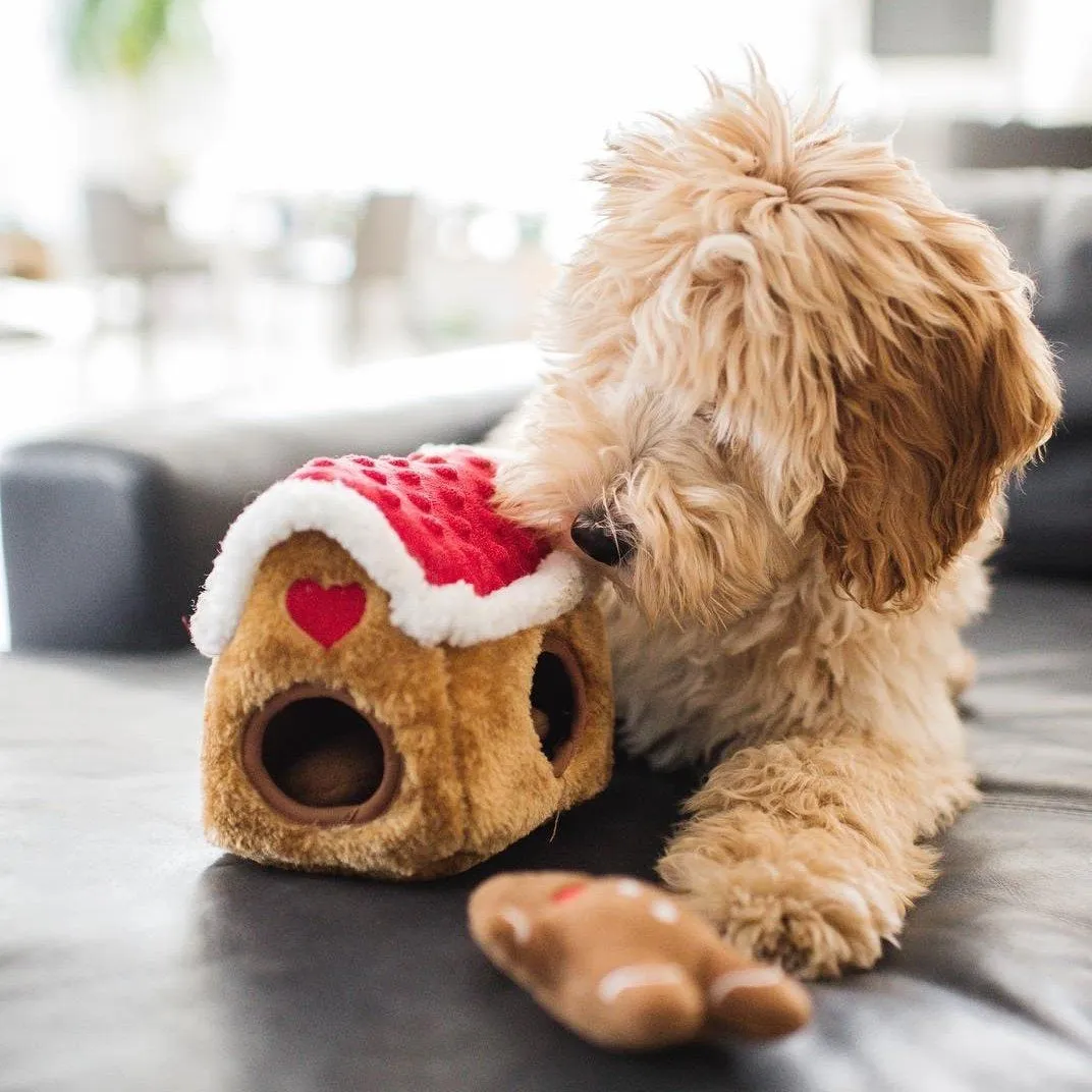 Holiday Burrow Dog Toy - Gingerbread House