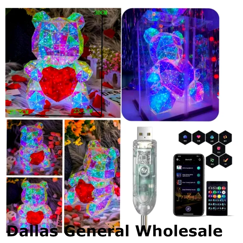 Holographic LED Valentines Bears Wholesale