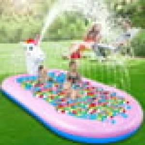 Inflatable Sprinkler Pool,4 in 1 Unicorn Splashing Kiddie Pool 69'' Kids Large Splash Play Mat for Summer Outdoor Garden Family Party Backyard Water Fun Toy Gifts