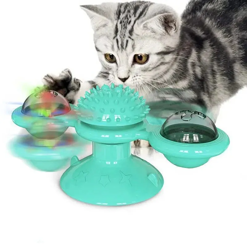 Interactive Windmill Cat Toy with Freeze-Dried Catnip