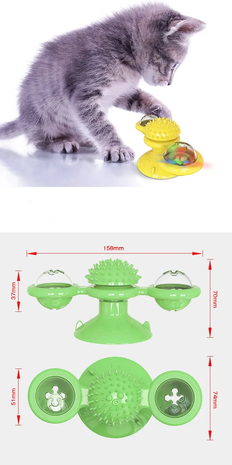 Interactive Windmill Cat Toy with Freeze-Dried Catnip