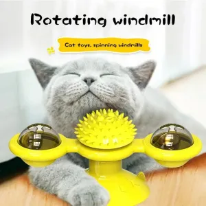 Interactive Windmill Cat Toy with Freeze-Dried Catnip