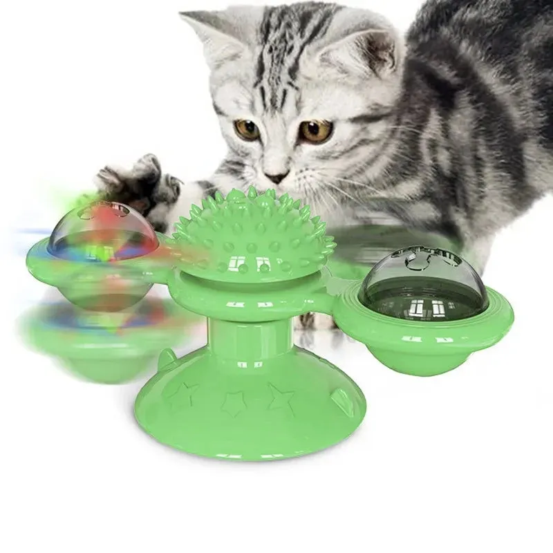 Interactive Windmill Cat Toy with Freeze-Dried Catnip