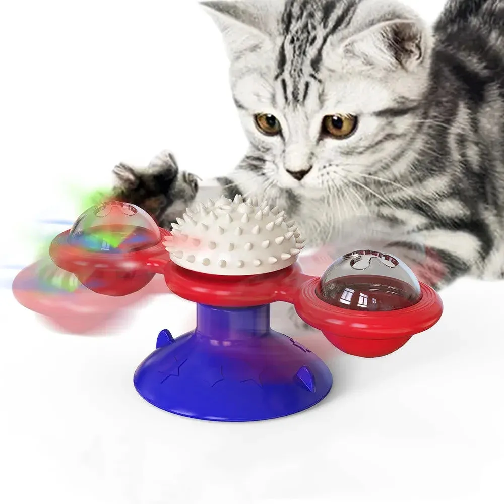 Interactive Windmill Cat Toy with Freeze-Dried Catnip