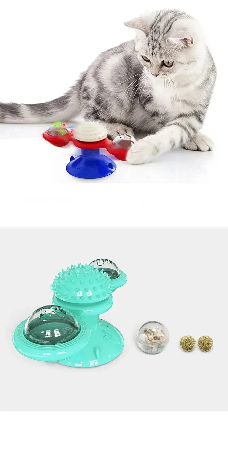 Interactive Windmill Cat Toy with Freeze-Dried Catnip