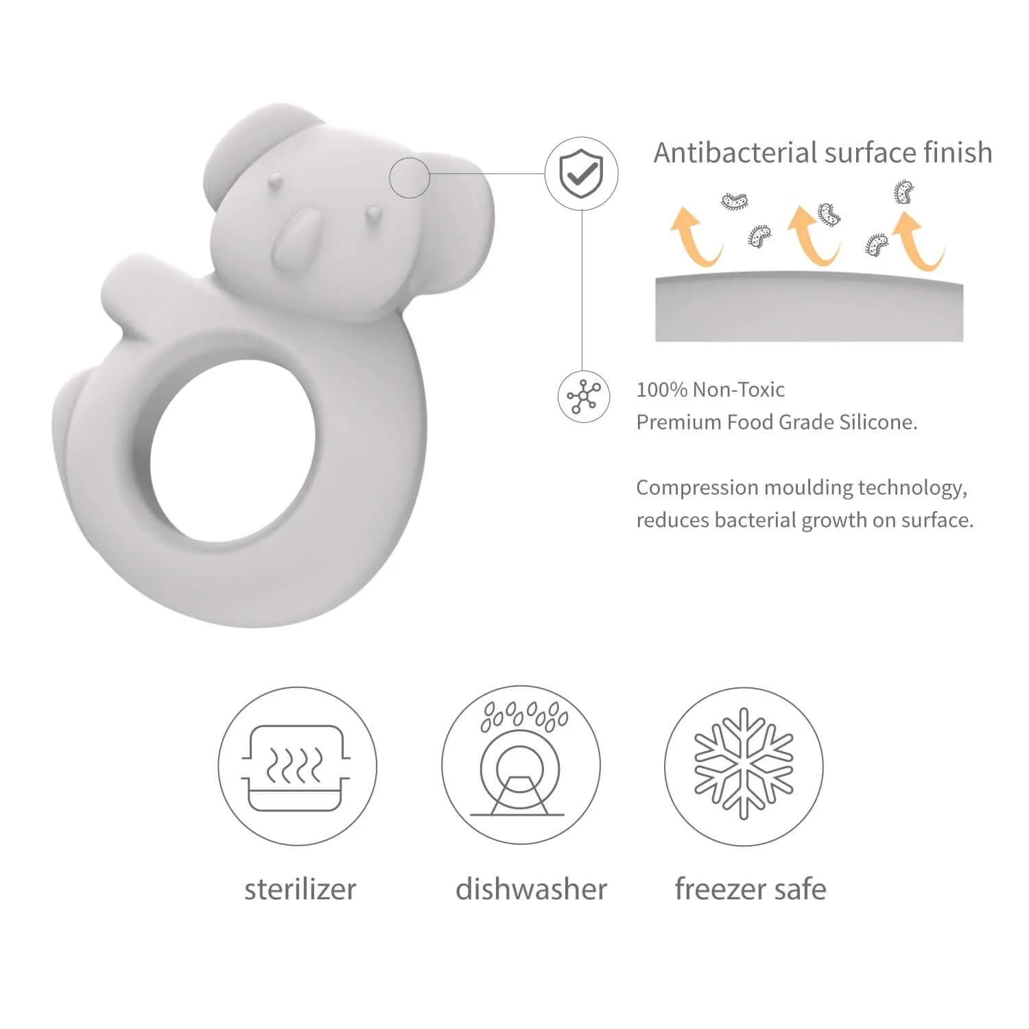 Katie Koala Teething Toy - Light Grey