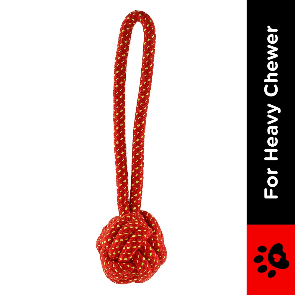 Kiki N Pooch Rope Handle Ball Toy for Dogs (Assorted)