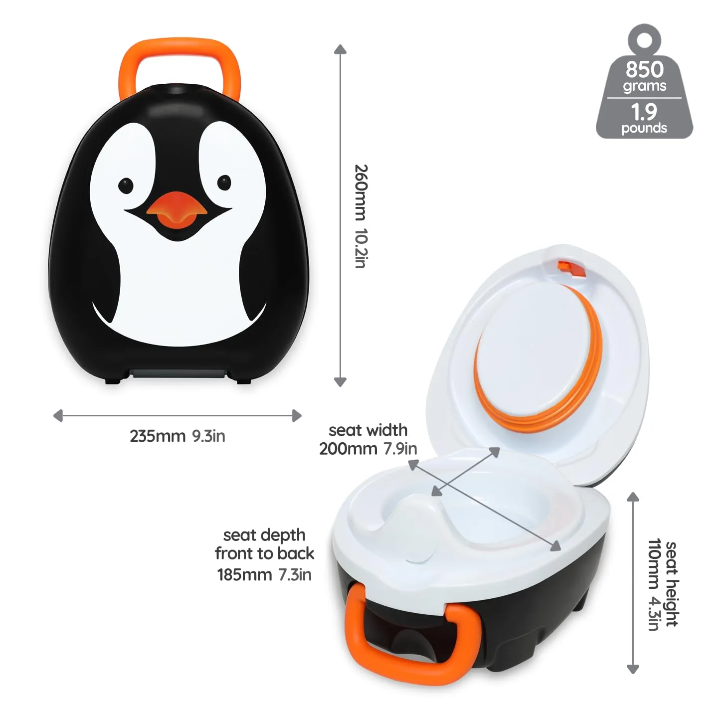 My Carry Potty - Penguin Travel Potty, Award-Winning Portable Toddler Toilet Seat for Kids to Take Everywhere