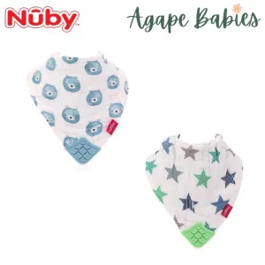 Nuby Muslin Bandana Bibs W/Teether - Business Wear Star & Bi-Polar Bears