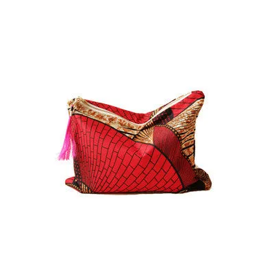 Oversized Clutch with Bag Charms - Red