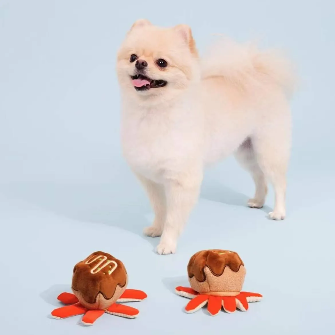 Petkin - Adorable Octopus Takoyaki Sniffing Squeaky Dog Toy