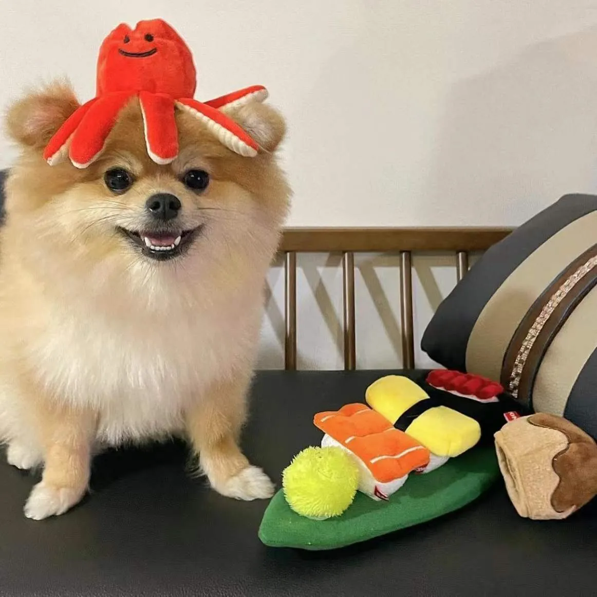 Petkin - Adorable Octopus Takoyaki Sniffing Squeaky Dog Toy