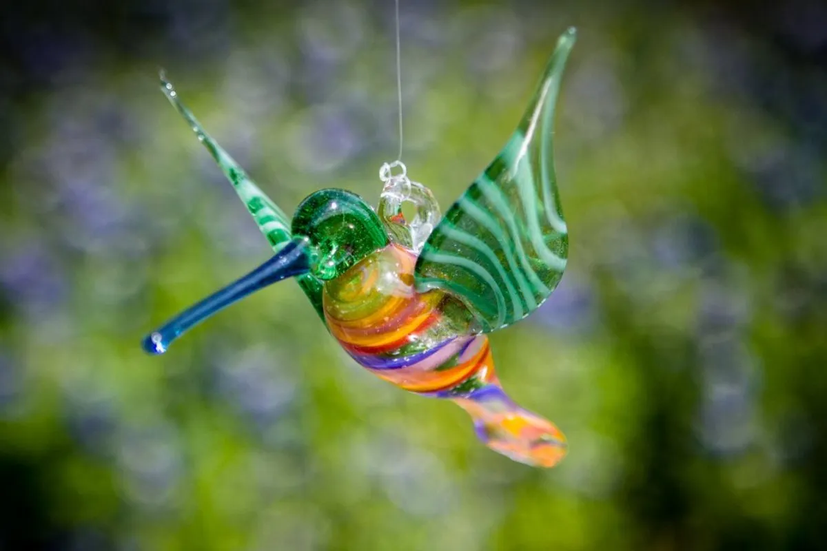 Rainbow Glass Hummingbird with Infused Ash