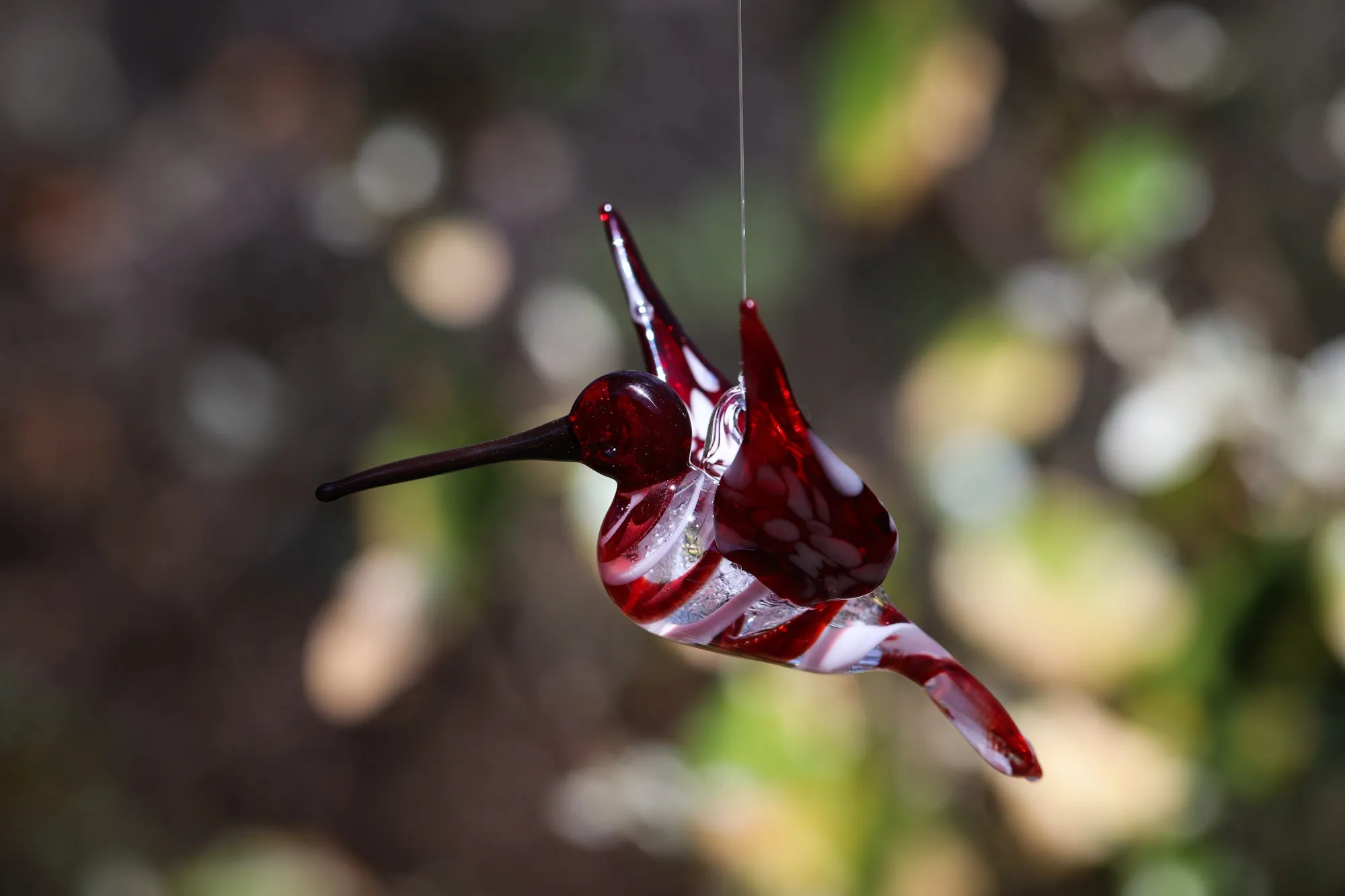 Red Glass Hummingbird with Infused Ash