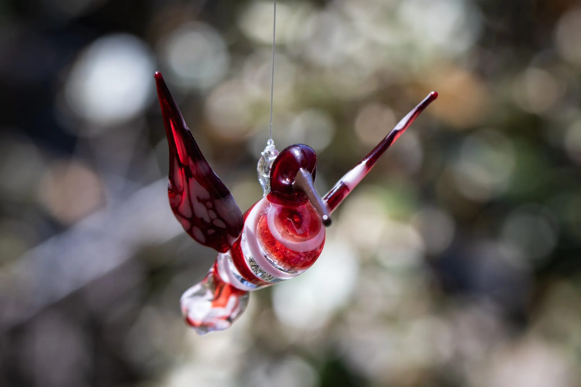 Red Glass Hummingbird with Infused Ash