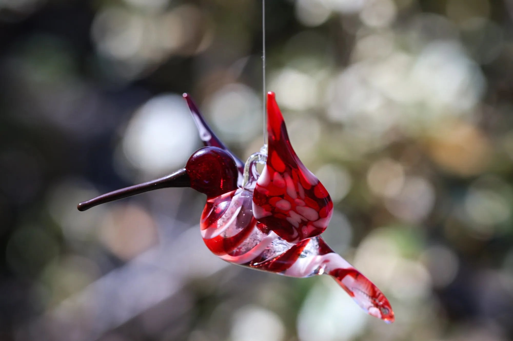 Red Glass Hummingbird with Infused Ash