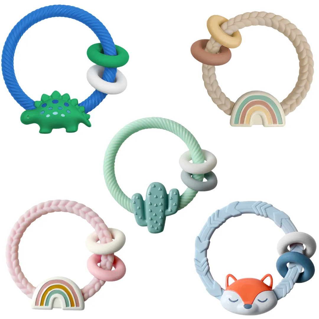 Ritzy Rattle™ Silicone Teether Rattles: Neutral Rainbow