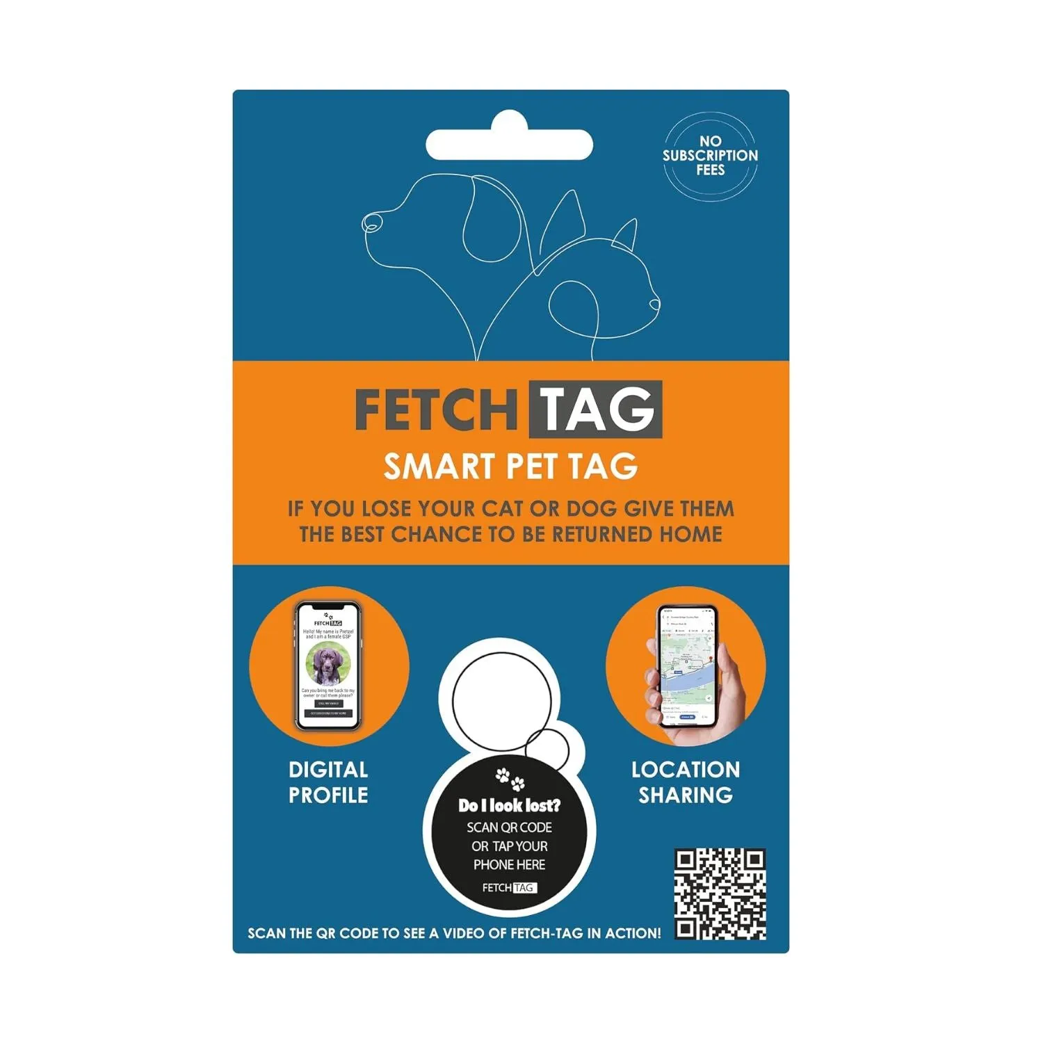 Rosewood Fetch Tag Smart Pet ID Tag For Lost Pets - No Subscription Needed