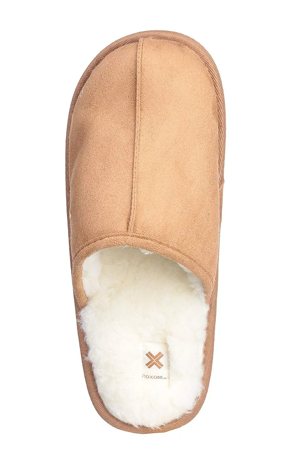 Roxoni Mens Suede Faux Sheepskin Lined House Slippers