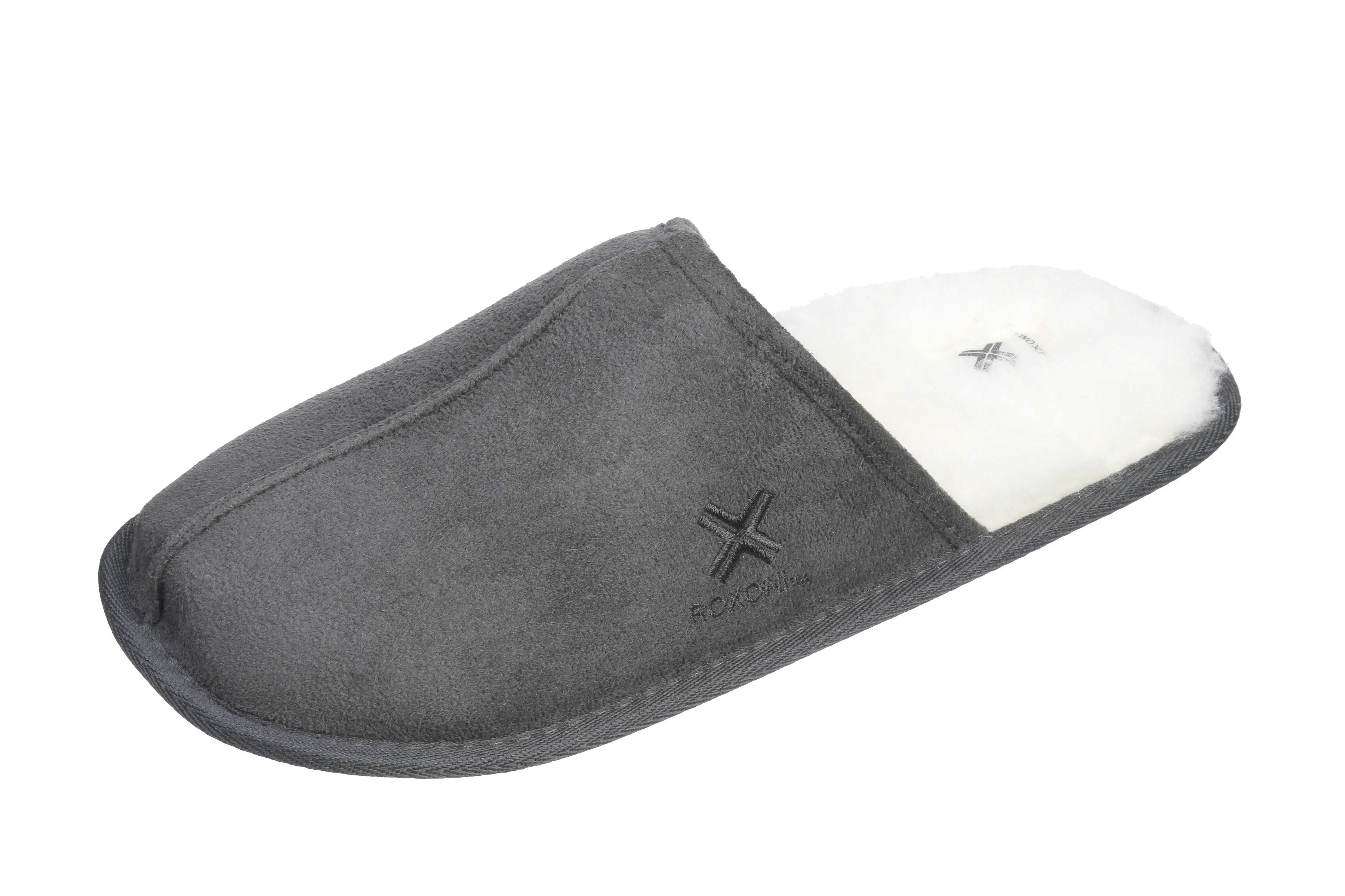 Roxoni Mens Suede Faux Sheepskin Lined House Slippers