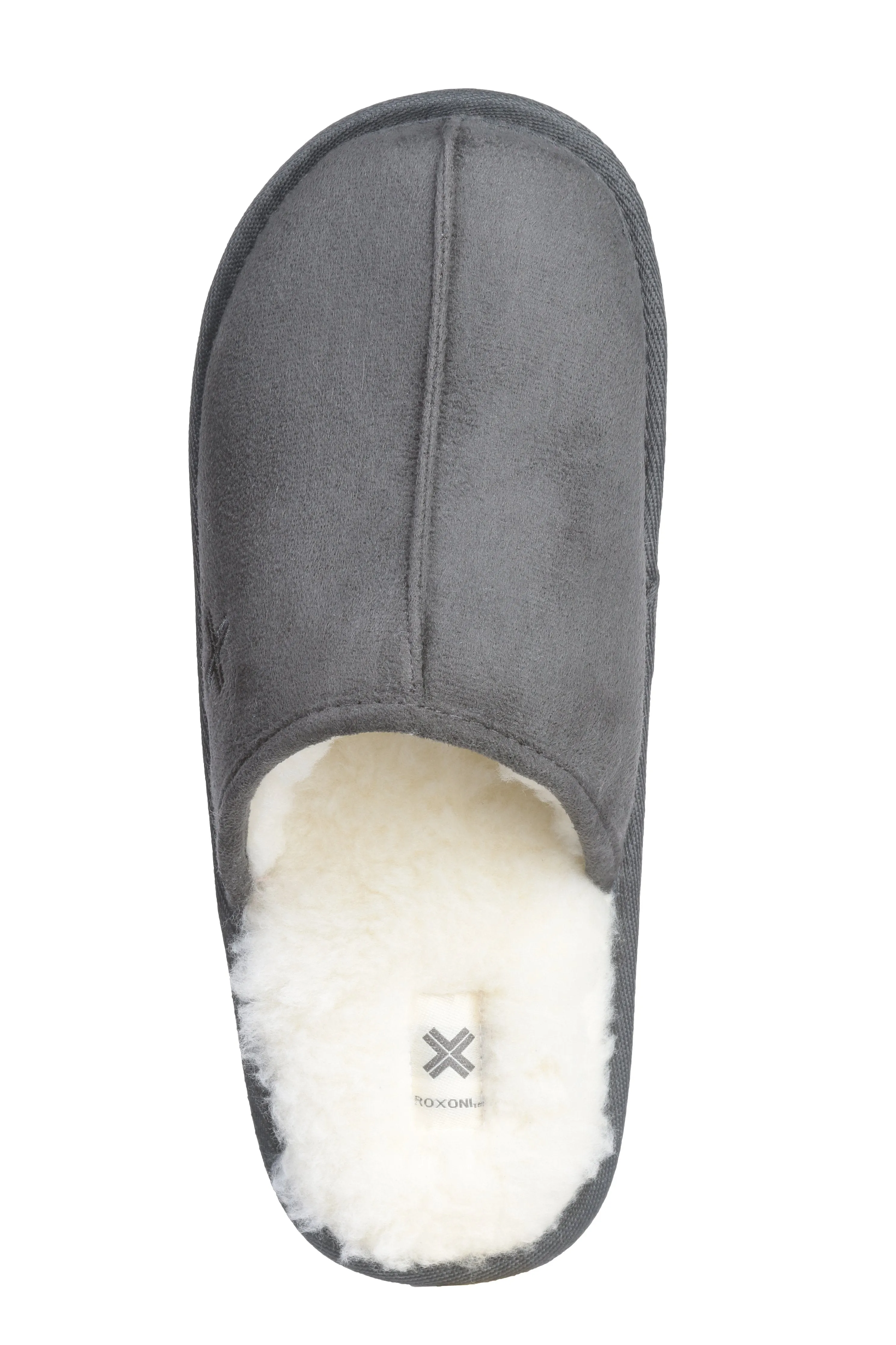 Roxoni Mens Suede Faux Sheepskin Lined House Slippers