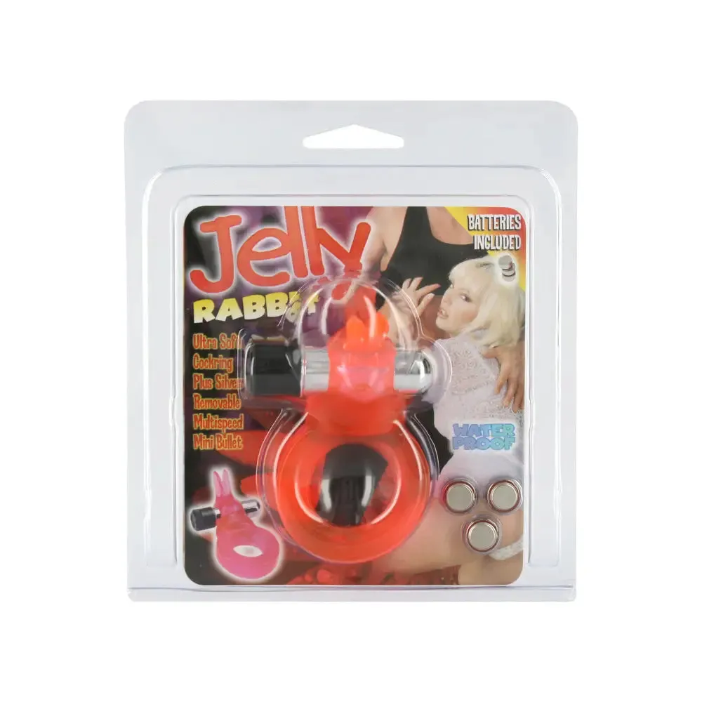 Seven Creations Jelly Red Multispeed Rabbit Vibrating Cock Ring