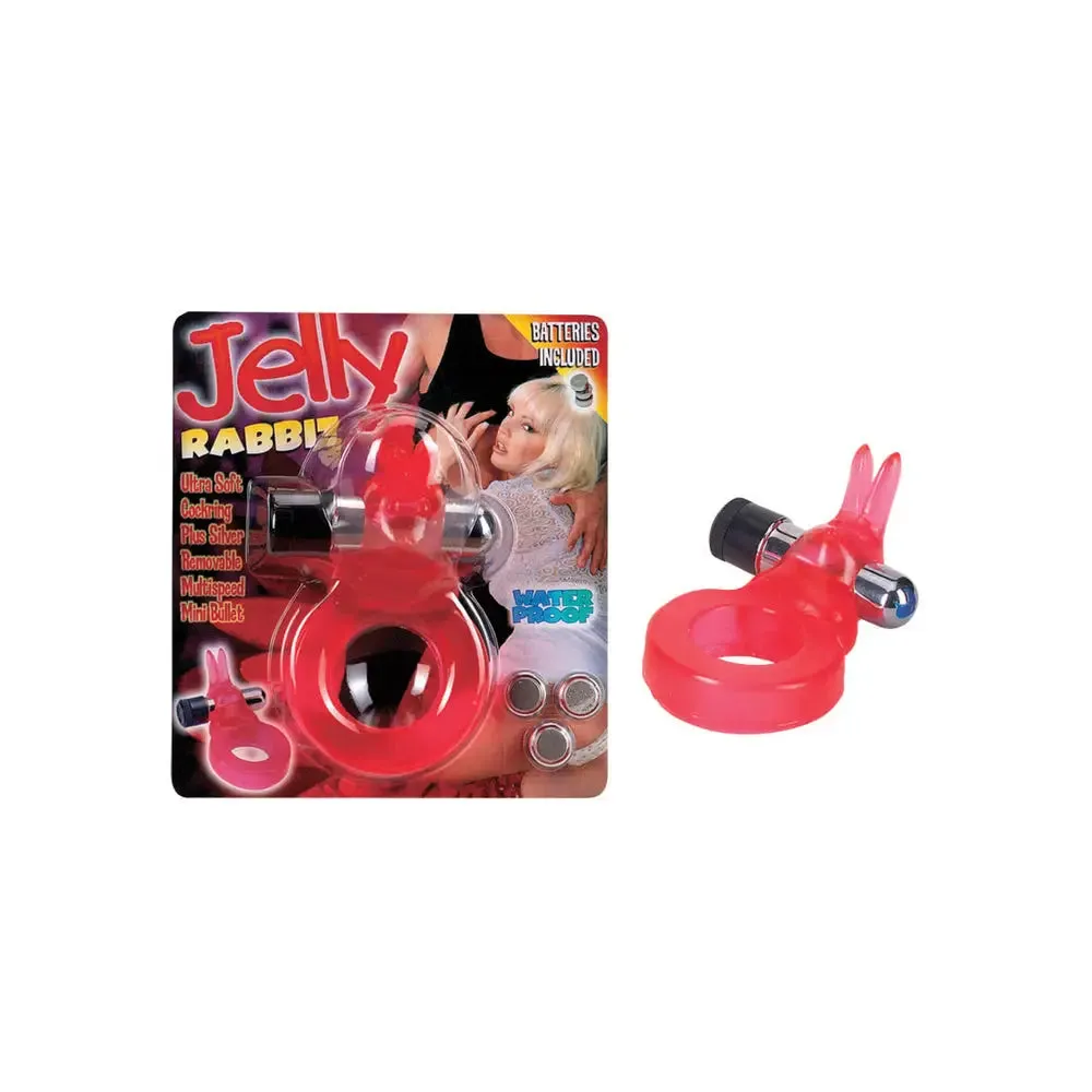 Seven Creations Jelly Red Multispeed Rabbit Vibrating Cock Ring