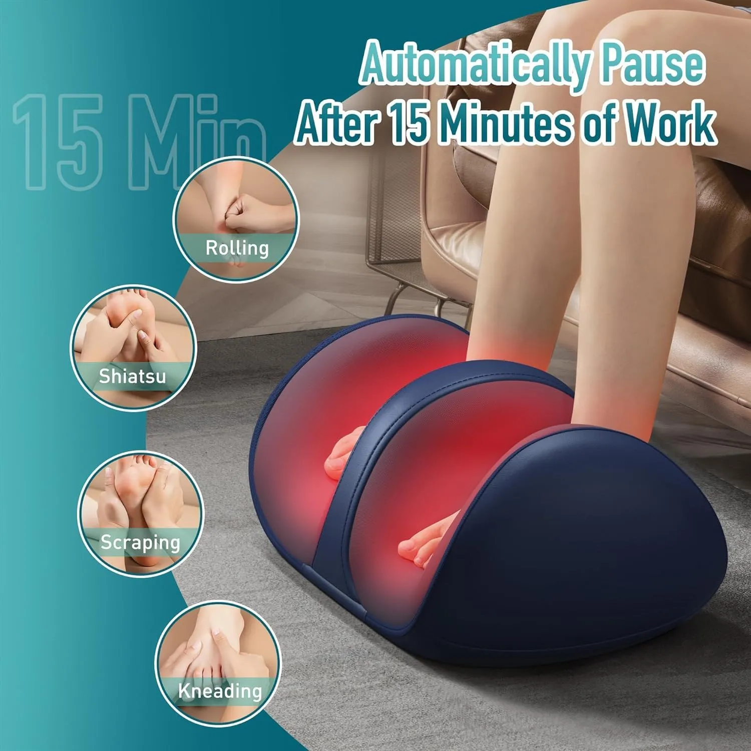 Shiatsu Foot Massager Machine with Heat: The Ultimate Relief for Tired Muscles and Plantar Pain.