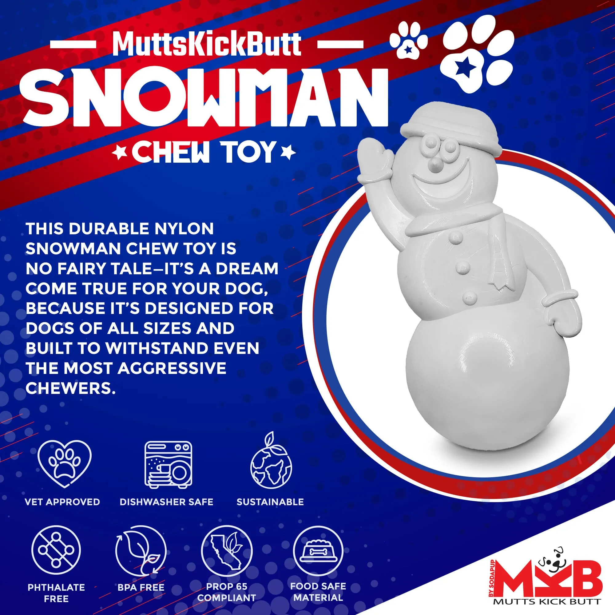 Snowman Ultra Durable Nylon Dog Chew Toy