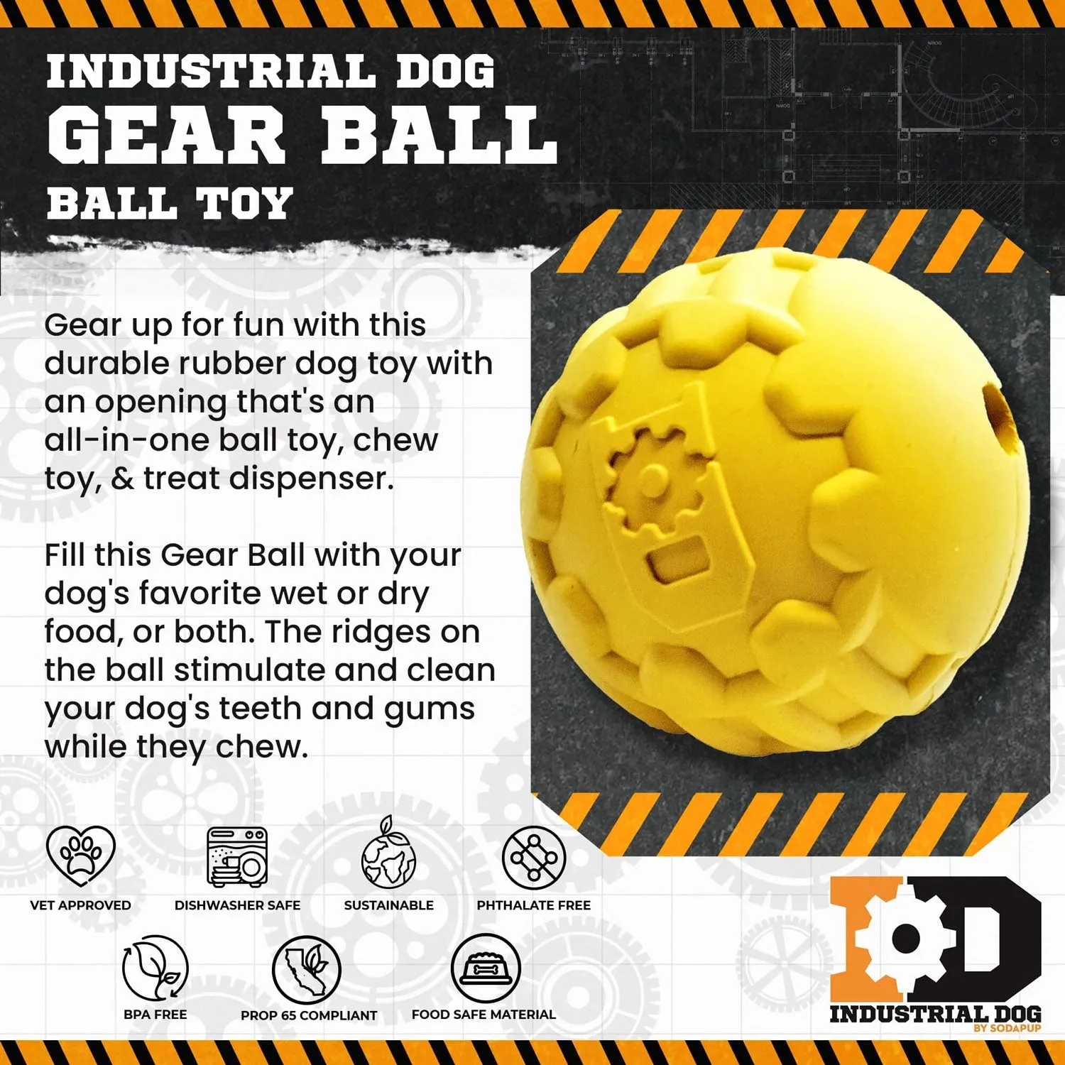 Soda Pup ID Ball - Ultra-Durable Rubber Chew