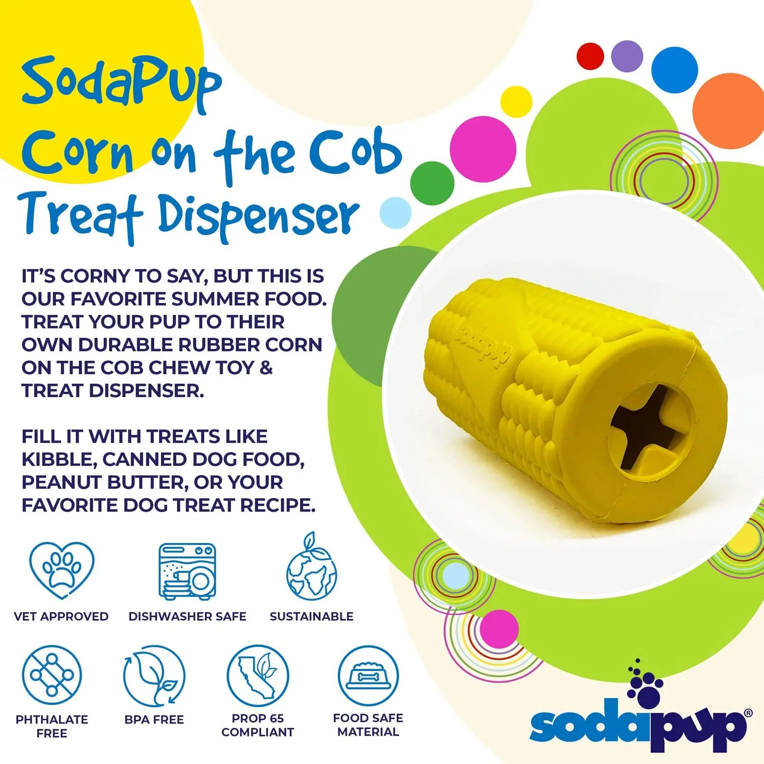 SodaPup Corn on The COB Large Treat Dispenser