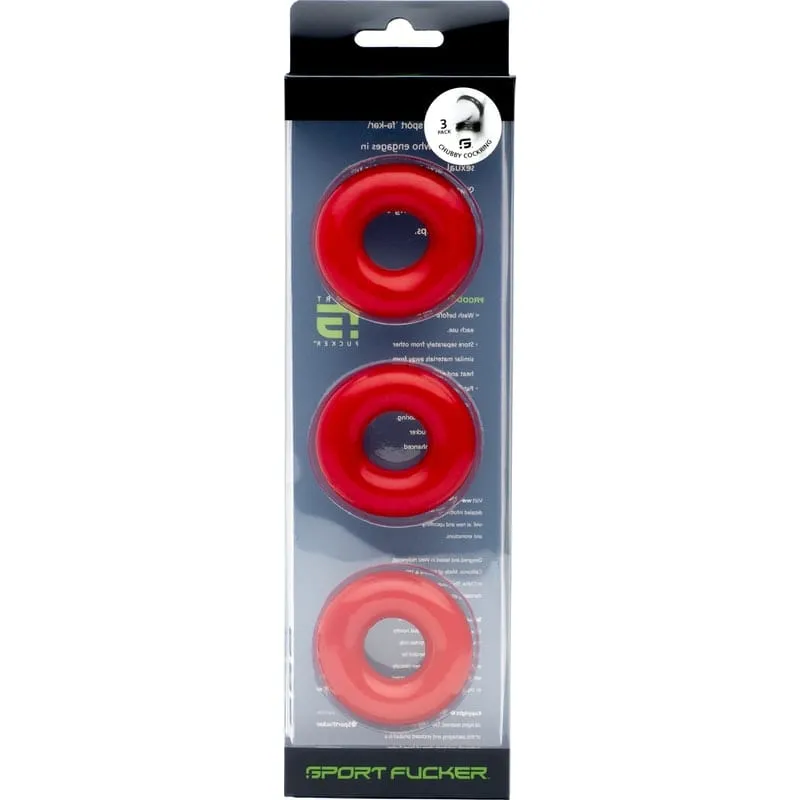 Sport Fucker Chubby Cockring 3 Pack Red