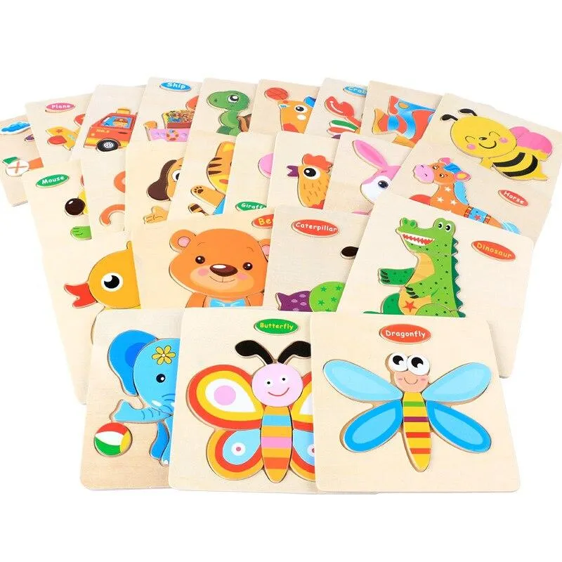 toys three-dimensional colorful wooden puzzle educational toys developmental baby toy child early training game