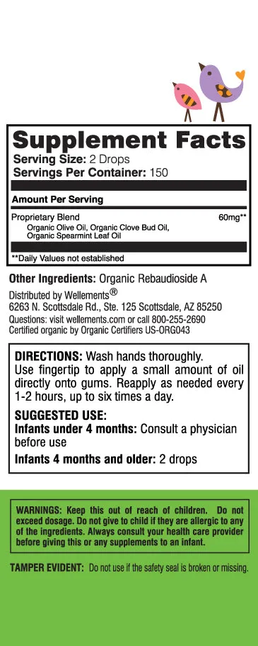 Wellements Organic Baby Tooth Oil, .5 Oz